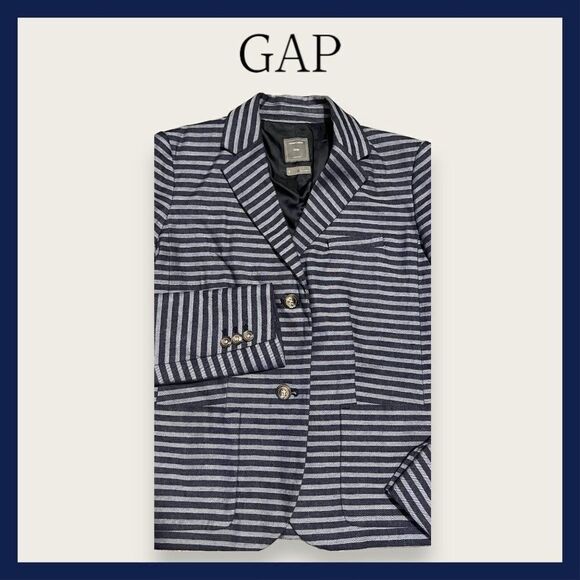 GAP Women's Classic Blue Striped Blazer ~ Size 0 ~ Extra Sharp! - Picture 7 of 7